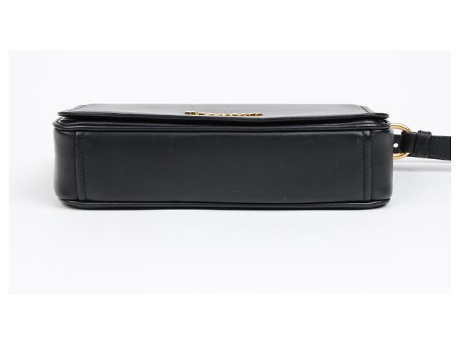 Prada Bolsa Tiracolo Flap Vitello Medium Preta Dourada - vista 7