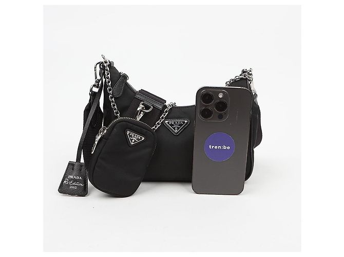 Prada Borsa a tracolla hobo Reedition Nylon Multi Nero - vista 11