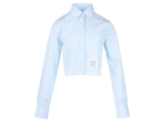 Thom Browne Camicia corta classica in popeline di cotone con collo rotondo - vista 2