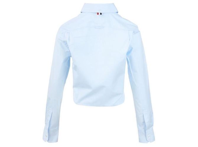 Thom Browne Camicia corta classica in popeline di cotone con collo rotondo - vista 3