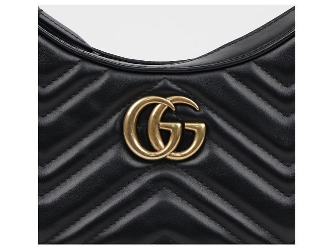 Gucci Borsa a spalla mini GG Marmont a mezzaluna nera - vista 3