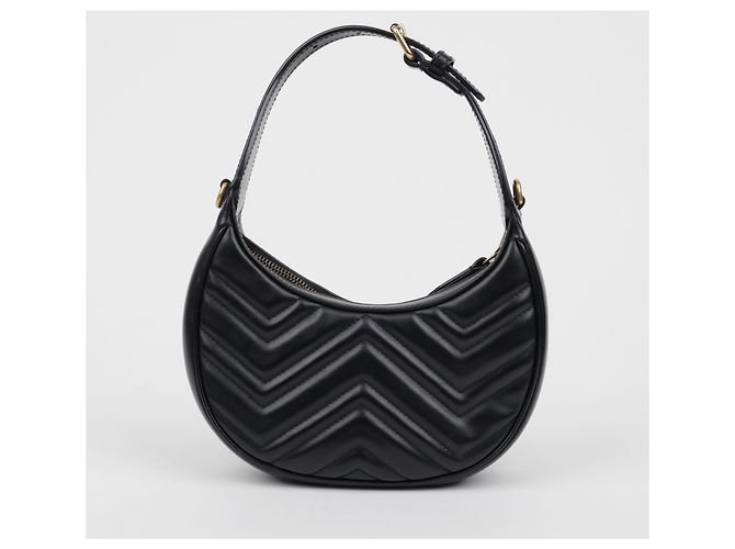 Gucci Borsa a spalla mini GG Marmont a mezzaluna nera - vista 4