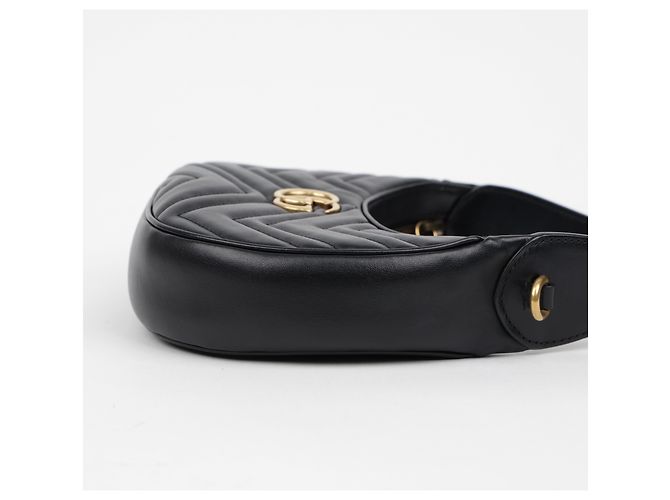 Gucci Borsa a spalla mini GG Marmont a mezzaluna nera - vista 5
