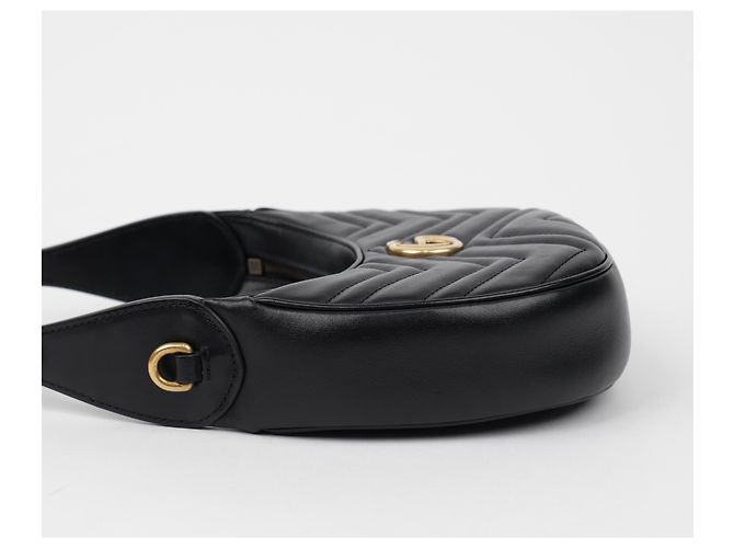 Gucci Borsa a spalla mini GG Marmont a mezzaluna nera - vista 7