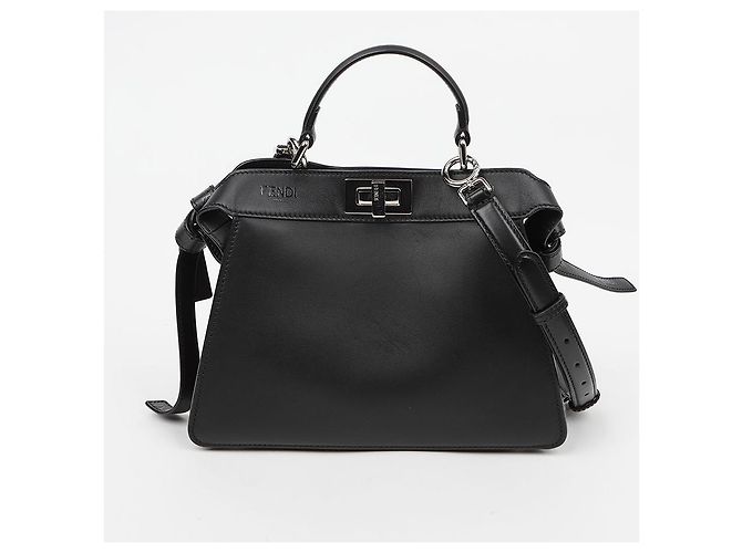 Fendi Peekaboo Small in vitello nero - vista 4