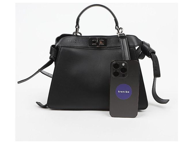 Fendi Peekaboo Small in vitello nero - vista 9