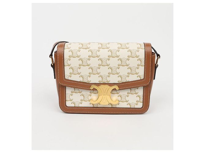 Céline Sac à épaule Triope Mini Size en cuir de veau canvas Blanc - vue 2
