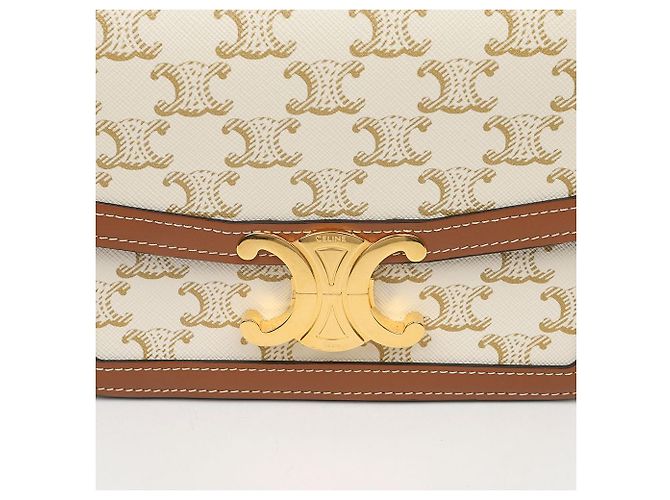 Céline Sac à épaule Triope Mini Size en cuir de veau canvas Blanc - vue 3