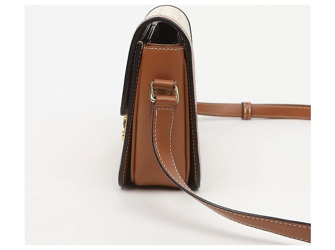 Céline Sac à épaule Triope Mini Size en cuir de veau canvas Blanc - vue 5