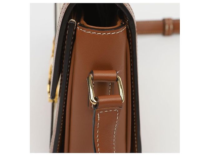 Céline Sac à épaule Triope Mini Size en cuir de veau canvas Blanc - vue 6