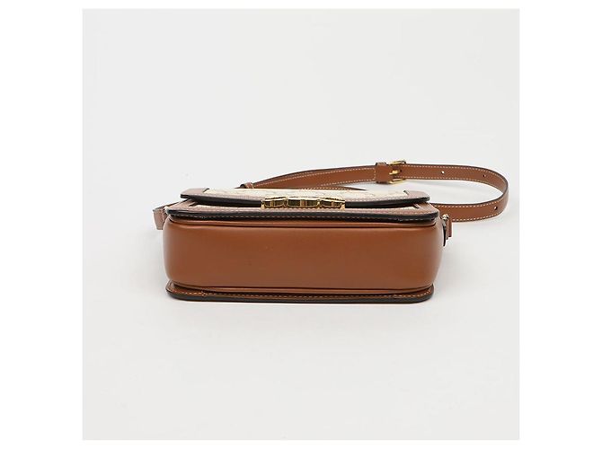 Céline Sac à épaule Triope Mini Size en cuir de veau canvas Blanc - vue 7