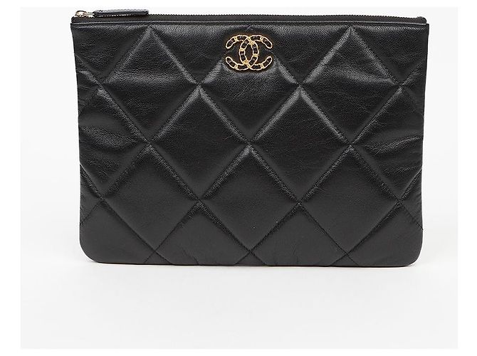Chanel Große Clutch aus Lammleder Schwarz - Ansicht 2