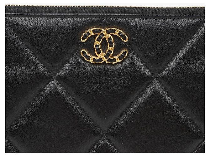 Chanel Große Clutch aus Lammleder Schwarz - Ansicht 3