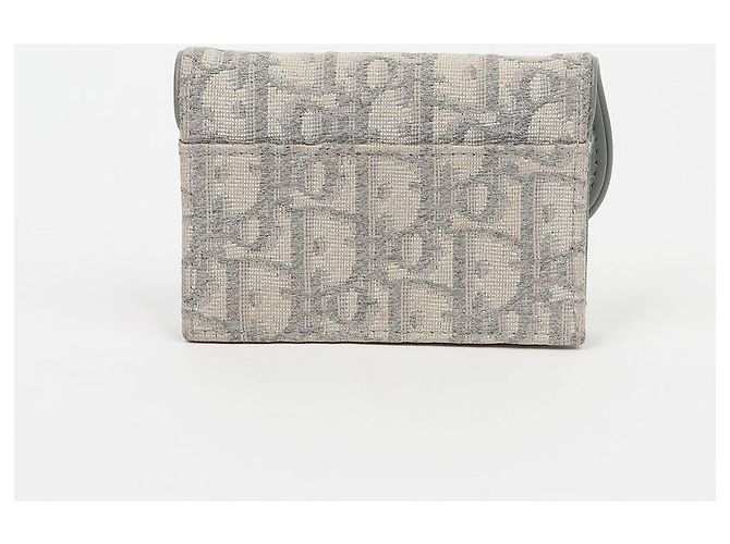 Dior Tarjetero Saddle con solapa para mujer Gris Oblique Jacquard - vista 3