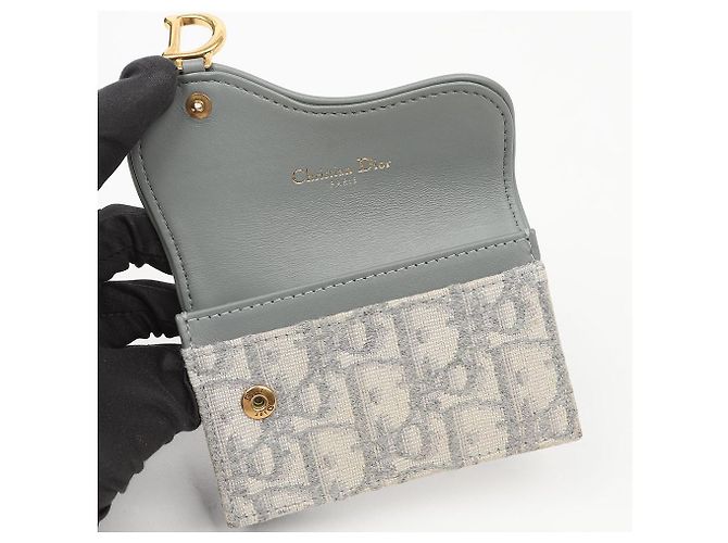 Dior Tarjetero Saddle con solapa para mujer Gris Oblique Jacquard - vista 8