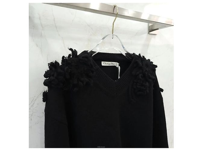 Dior Kaschmir-Strickpullover mit schwarzen Blumen - Ansicht 3