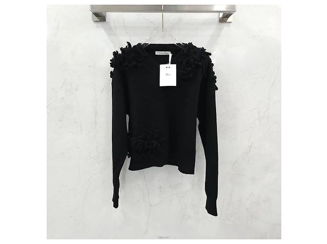 Dior Kaschmir-Strickpullover mit schwarzen Blumen - Ansicht 7