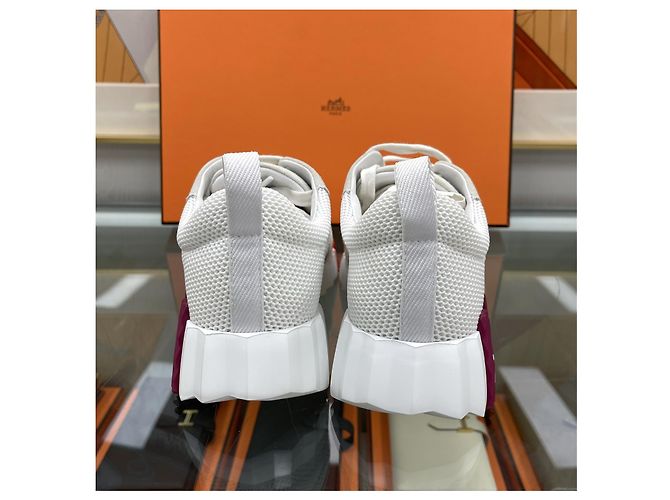 Hermès Sneakers Bouncing da donna in mesh bianco - vista 5