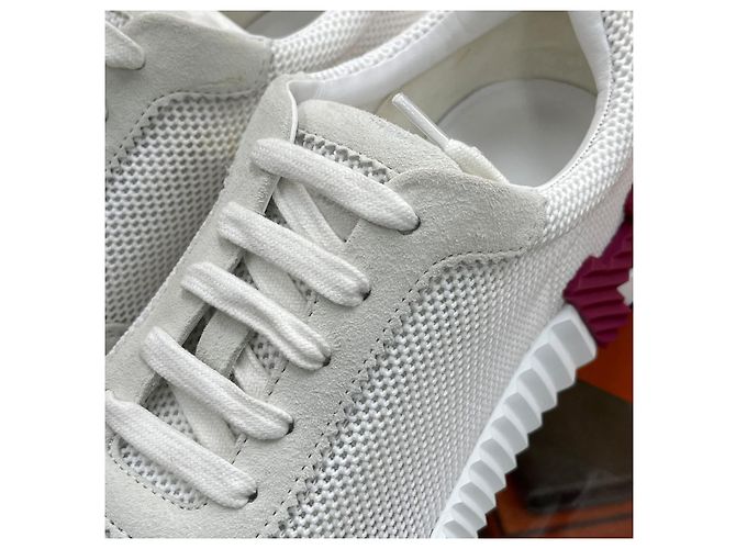 Hermès Sneakers Bouncing da donna in mesh bianco - vista 7