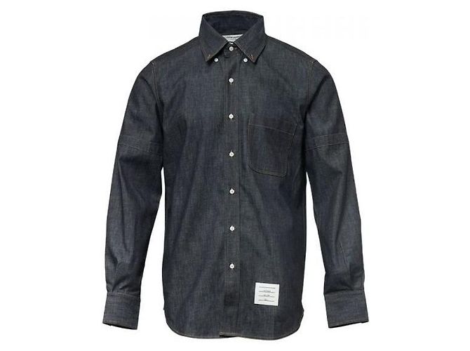 Thom Browne Denim Hemd mit Armbändern Navy - Ansicht 2