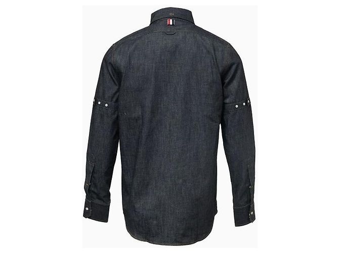 Thom Browne Denim Hemd mit Armbändern Navy - Ansicht 3