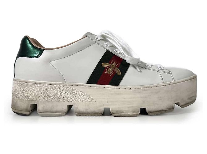 Gucci Ace Bee Platform Leder-Sneaker White - Ansicht 2
