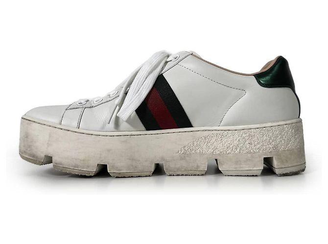 Gucci Ace Bee Platform Leder-Sneaker White - Ansicht 4