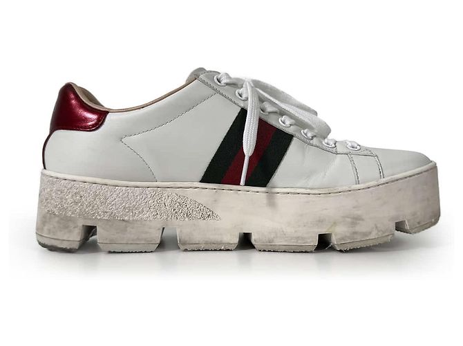 Gucci Ace Bee Platform Leder-Sneaker White - Ansicht 5