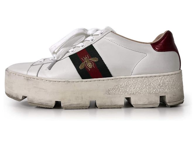 Gucci Ace Bee Platform Leder-Sneaker White - Ansicht 6