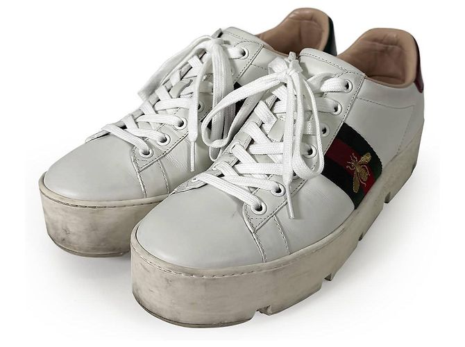 Gucci Ace Bee Platform Leder-Sneaker White - Ansicht 7