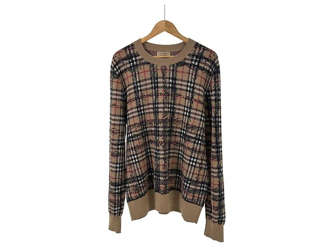 Burberry Herren Strickpullover aus Merinowolle Scribble Nova Check Beige - Ansicht 4