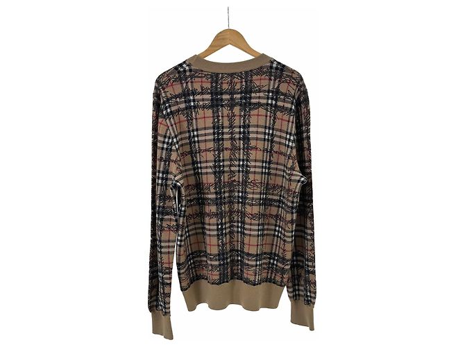 Burberry Herren Strickpullover aus Merinowolle Scribble Nova Check Beige - Ansicht 5