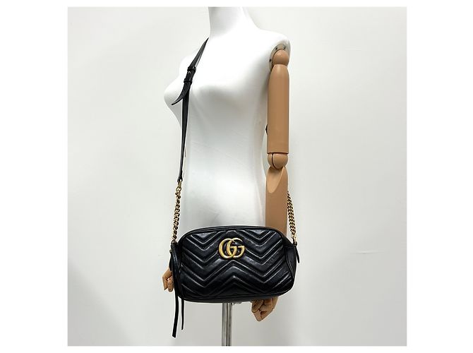 Gucci Borsa a tracolla piccola Marmont Matelassé Black - vista 3
