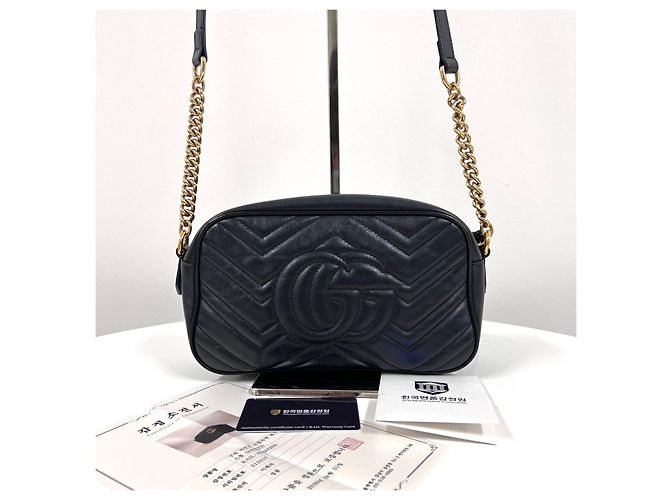 Gucci Borsa a tracolla piccola Marmont Matelassé Black - vista 5