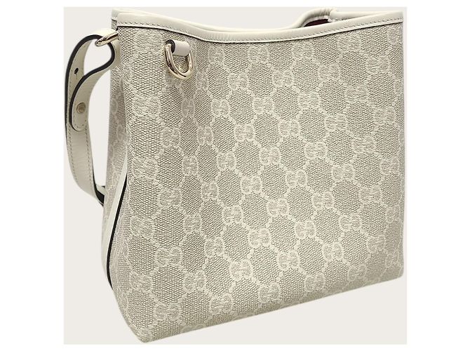 Gucci Picca borsa secchiello GG Emblem Beige White - vista 3