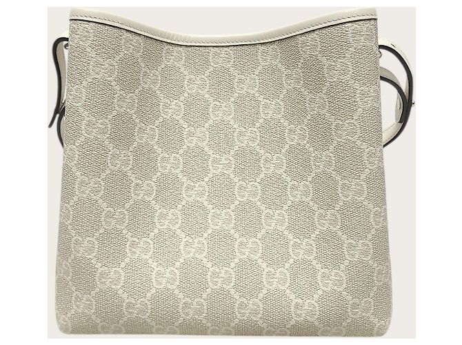 Gucci Picca borsa secchiello GG Emblem Beige White - vista 5