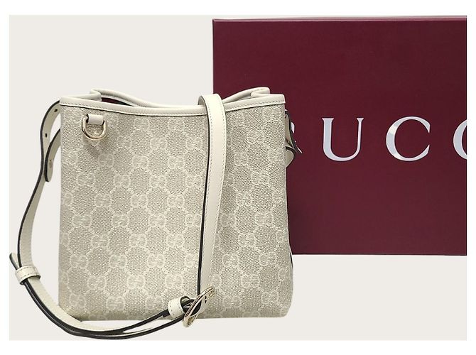 Gucci Picca borsa secchiello GG Emblem Beige White - vista 7
