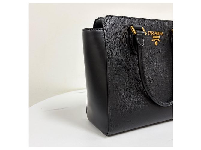 Prada Borsa Tote Saffiano Borsa a Tracolla Nero - vista 10
