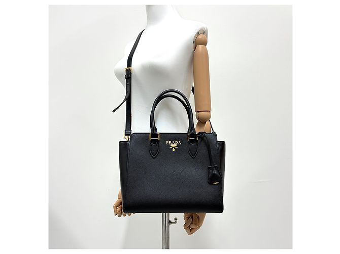 Prada Borsa Tote Saffiano Borsa a Tracolla Nero - vista 2