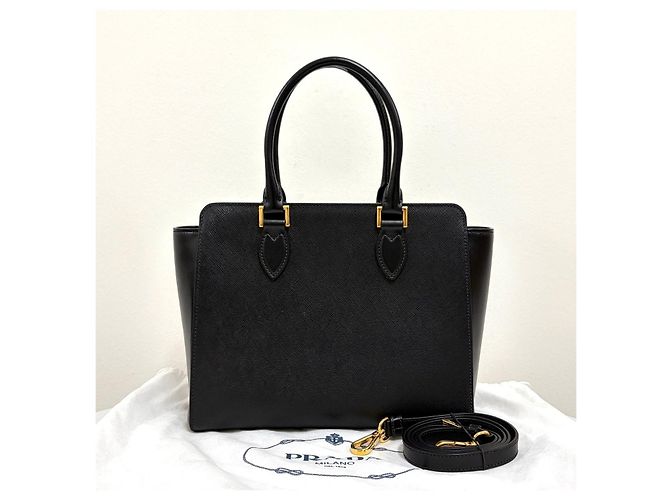 Prada Borsa Tote Saffiano Borsa a Tracolla Nero - vista 4