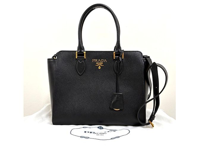 Prada Borsa Tote Saffiano Borsa a Tracolla Nero - vista 5