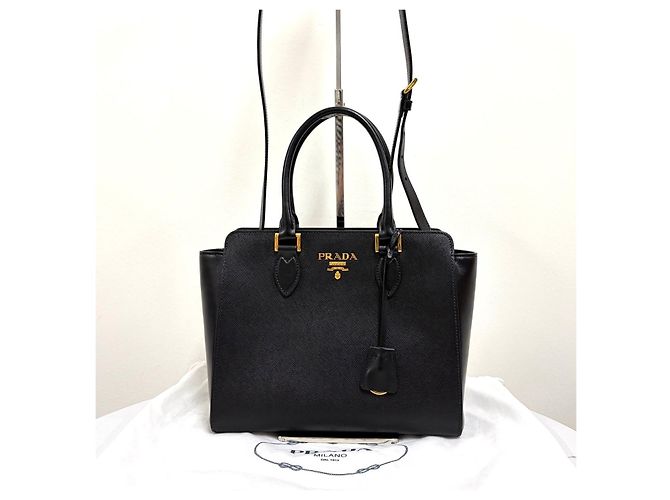 Prada Borsa Tote Saffiano Borsa a Tracolla Nero - vista 6