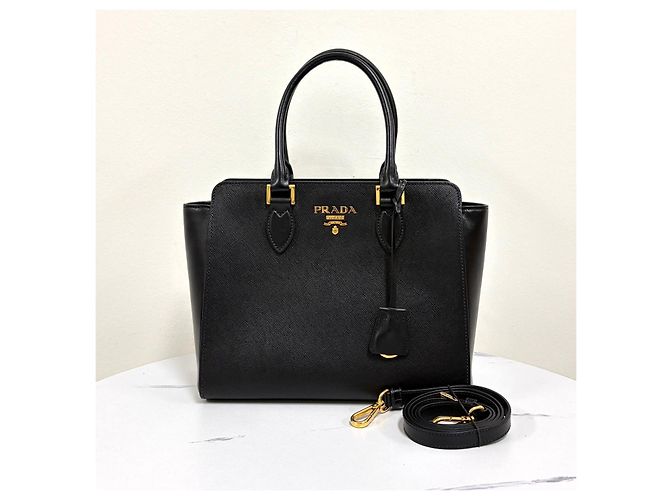 Prada Borsa Tote Saffiano Borsa a Tracolla Nero - vista 7