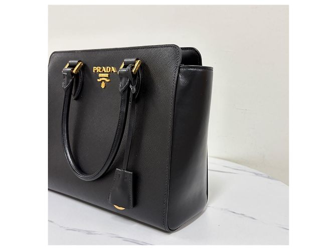Prada Borsa Tote Saffiano Borsa a Tracolla Nero - vista 9