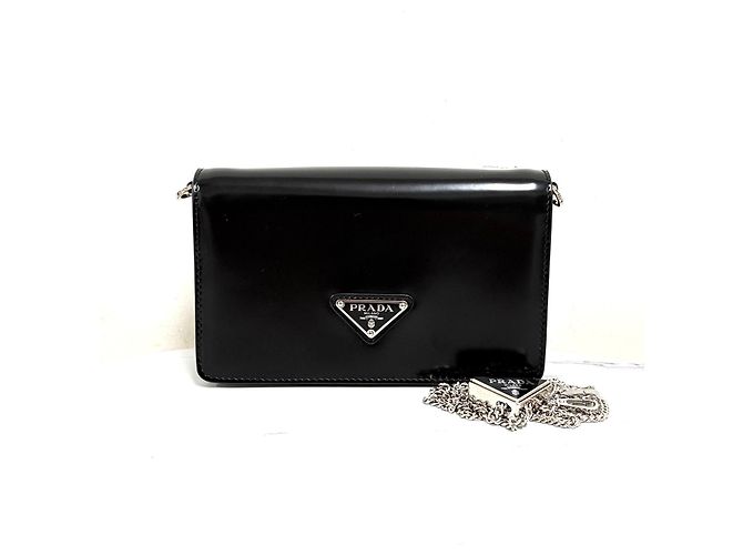 Prada Borsa a tracolla con catena spazzolata Nero - vista 7