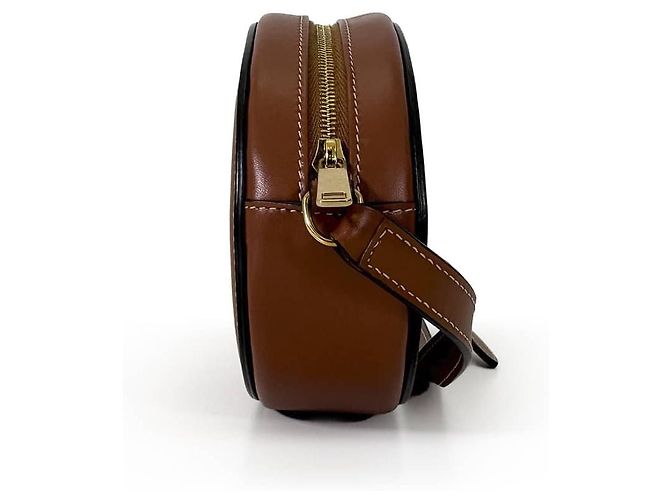 Céline Borsa a tracolla e spalla Triomphe Cuire Oval Pulse in pelle Tan - vista 6