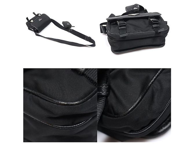 Prada Borsa a tracolla e crossbody in Re-Nylon e Tessuto Saffiano nera con logo triangolare - vista 5