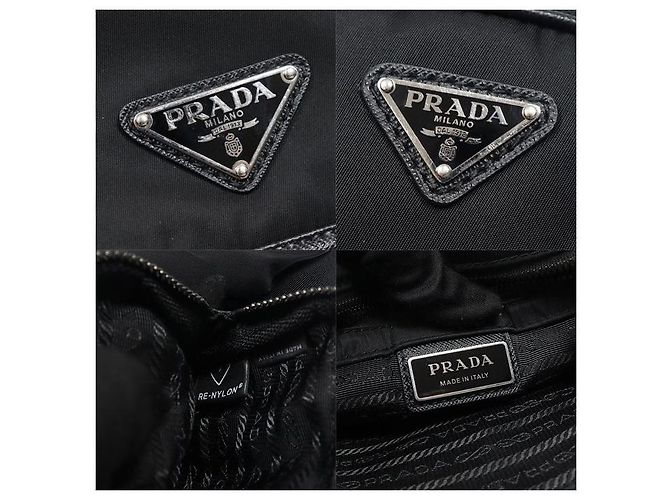 Prada Borsa a tracolla e crossbody in Re-Nylon e Tessuto Saffiano nera con logo triangolare - vista 7