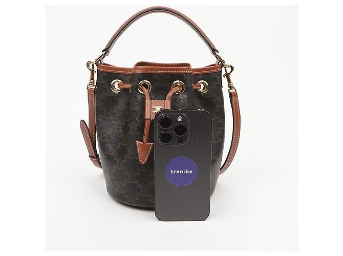 Céline Borsa Tine Clara Triumph in tela e vitello Tan - vista 11