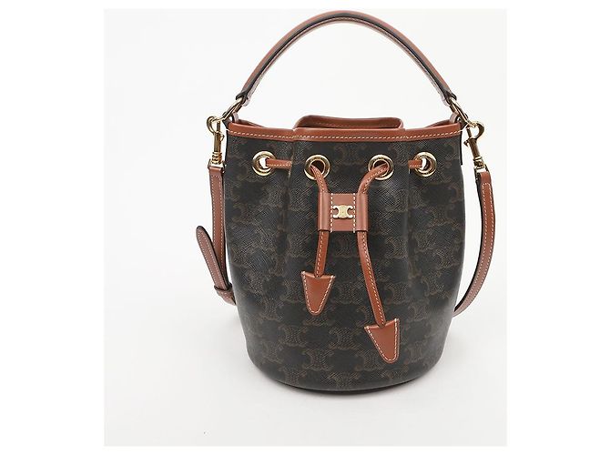 Céline Borsa Tine Clara Triumph in tela e vitello Tan - vista 2